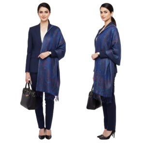 Blue Pashmina Stole with Fringes 2529