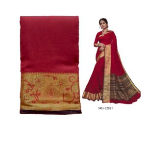 Banaras Handloom Cotton Silk Saree KS52821-Red