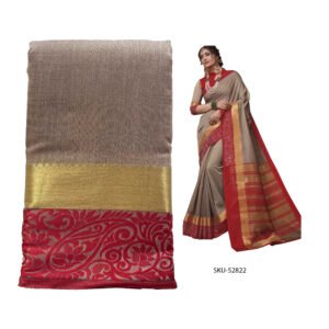Banaras Handloom Cotton Silk Saree KS52822-Dusty Gold