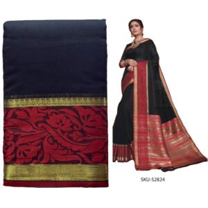 Banaras Handloom Cotton Silk Saree KS62824-Black