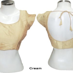 Dupion Raw Silk Saree Blouse Padded Choli Solid Plain Colours Cream