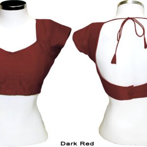 Dupion Raw Silk Saree Blouse Padded Choli Solid Plain Colours Dark Red