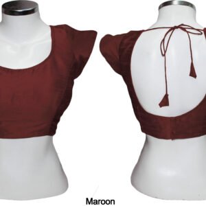 Dupion Raw Silk Saree Blouse Padded Choli Solid Plain Colours Maroon