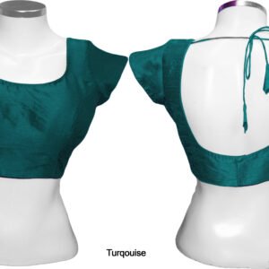 Dupion Raw Silk Saree Blouse Padded Choli Solid Plain Colours Turquoise