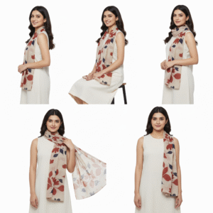 Soft & Light Weight Long Size Stole Scarf Printed Beige 715